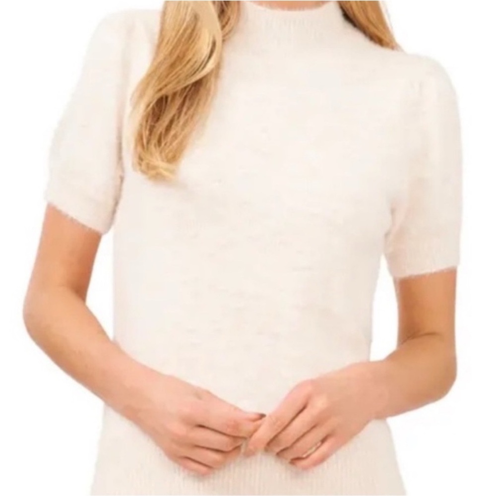 Bailey 44 white fluffy mock neck top